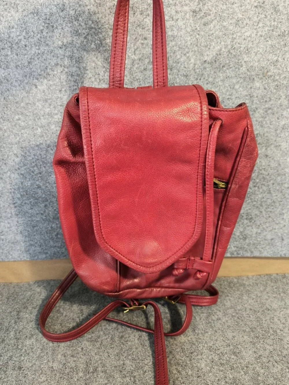 Vintage Morven Leather Design Genuine Leather Mini Backpack Burgundy Purse